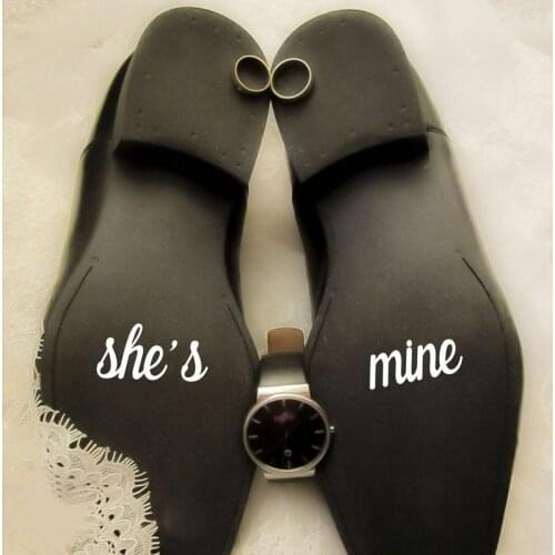 Shes Mine Shoes Sticker Wedding Bride and groom Shoes Decoration Wedding Accessories Novelty Shoes Decals Decor XL14