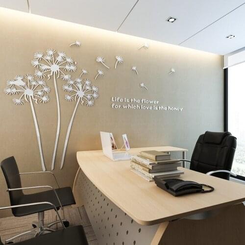 Warm Dandelion Wall Stickers 3D Crystal Acrylic Wall Decals For Living Room Bedroom TV Murals Art Wallpaper DIY Gift Home Decor