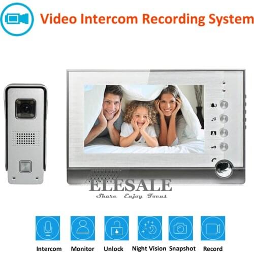 7" Video Intercom Video Door Phone Doorbell System 700TVL Camera Night Vision Recording Photo Taking Support Max 32G