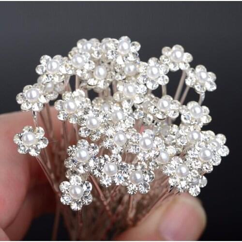 40 PCS/lot Wedding Hair Pins Bridesmaid Hair Clips Simulated Pearl Flower Bridal Hairpins Women Hair Jewelry Accessories
