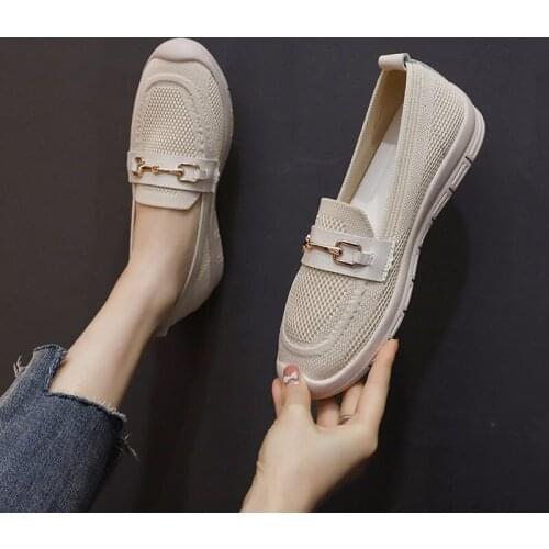 2021 Woman Vulcanize Shoes Women Sneakers Spring Fashion Mesh Breathe Loafers Thick Soles for Lazy People Wear Pop Metal