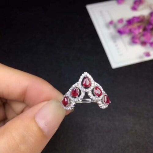 Natural ruby ring No burning rubies 925 silver natural gemstones ring white rings women An engagement ring Live female ring