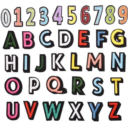 1pc English Alphabet Embroidery Number Letter Clothes Embroidery Cloth Clothes Diy Sticker Clothes Pattern Decal Iron On Patch