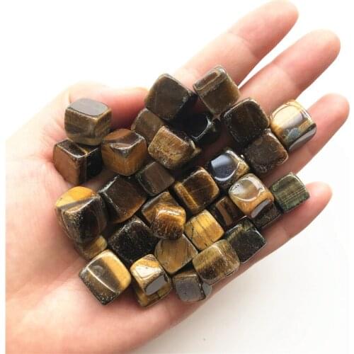 10-15mm Natural Square Tigers Eye Crystal Gravel Rock Quartz Mineral Specimen Tank Garden Natural Quartz Crystals 100g