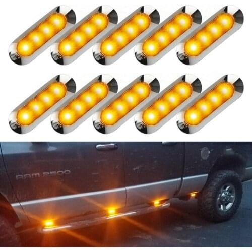 10X Amber LED Trailer Truck Side Marker Lights 4LED Clearance RV Camper 12V-24V