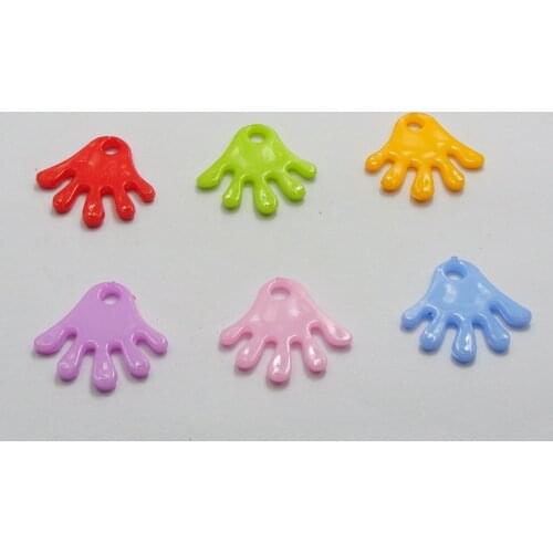 200 Mixed Color Plastic Cute Hands Charms Pendants