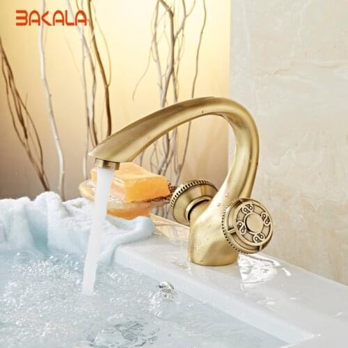 2017 BAKALA New banheiro single lever single hole retro faucet for Bathroom Faucet tap Bathroom Waterfall BR-10604