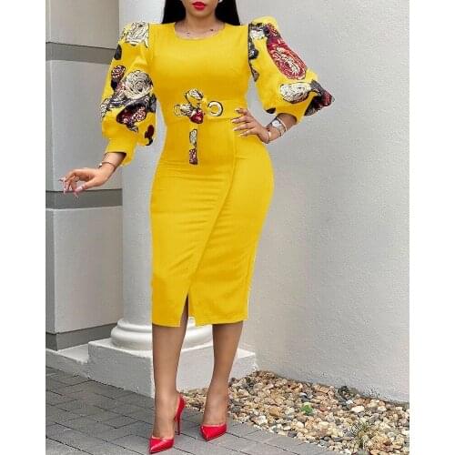 2021 Autumn Fashion African Womens O-neck Print Plus Size Dresses African Clothing Ladies Clothing African Womens Dresses New