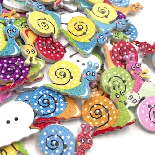 50/100Pcs 23mm Mixed Color Snails Wooden Buttons Craft DIY Scrapbooking Buttons Sewing Accessories WB409