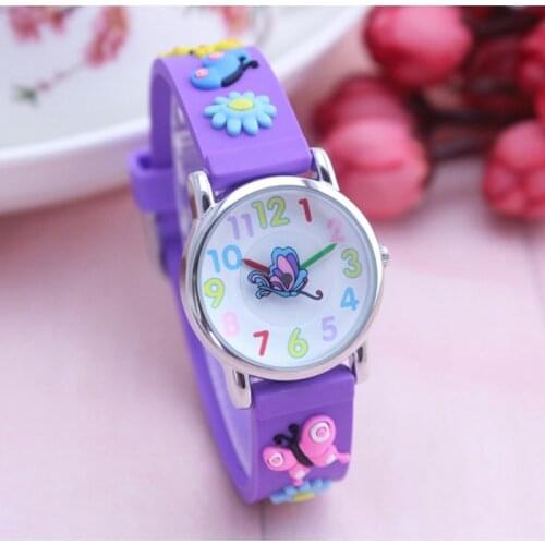 New Arrival Butterfly Cartoon 3D Childrens Student Wristwatch Fashion Kids Watch For Boy Clock Ladies Relogio