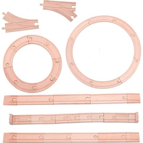 Wholesale Beech Wooden Tracks Train Set Toy Train Toys Railway Track Compatible for All Common Track Wooden Train Toy