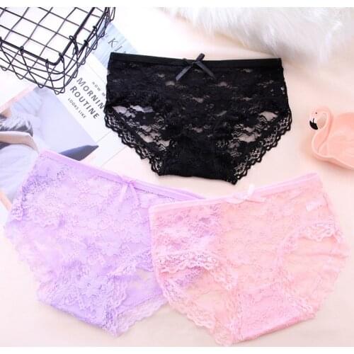 Womens panties jacquard mesh translucent lace ladies panties breathable and light Comfortable lingerie нижнее белье женское U