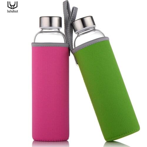 Luluhut Travel drinkware Portable bottle new design of glass water bottle Transparent bottle for water tea glass drinking bottle