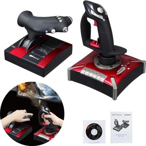Aircraft Flight Stick Joystick USB Simulator 16 Keys Programming Gamepad Gaming Controller Dual Vibration for PC Hotas Computer