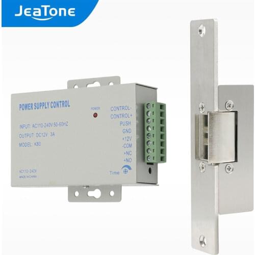 Jeatone Electric Lock Narrow Type Electric Door Lock with Power Supply Control for different Door NC Mode Fail Safe Access