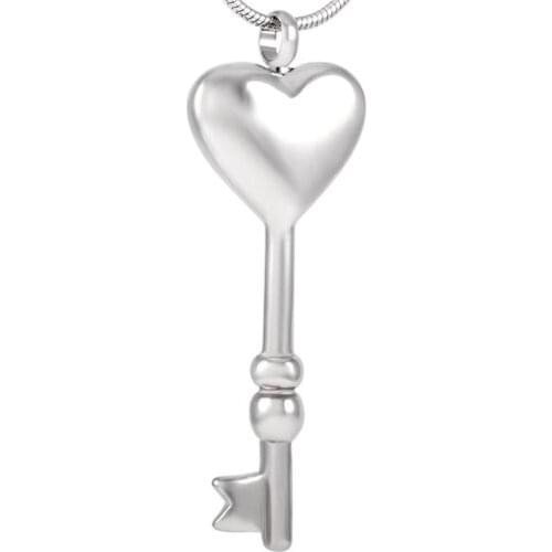 Engravable Blank Memorial Jewelry Ashes Keepsake Pendant for Ash Holder Stainless Steel Heart Key Cremation Urn Necklace