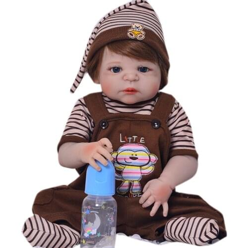 Bebes reborn de silicone real menino bonecas 23"57cm full silicone reborn baby boy dolls alive children birthday gift toy doll
