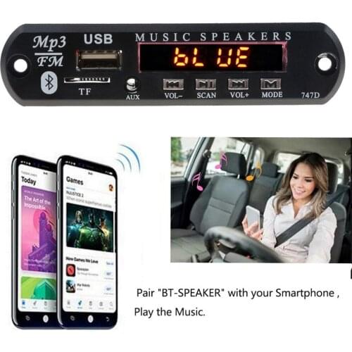MP3 WMA Decoder Bluetooth Audio Module Board Wireless USB TF FM Radio 5V 12V Car Speaker MP3 Player with handsfree MIC