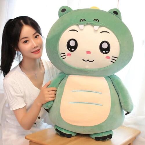 Cartoon Dinosaur Stuffed Animals Plush Toys Kawaii Soft Doll Dress Up Pig Cat Bear Dog Kids Plushie Doll Girls Gift