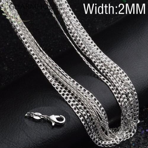 925 Sterling Silver Necklaces For Men Women 16-30 inch Link Chain Long Necklace Collier Choker Fashion Jewelry Accessories Gifts