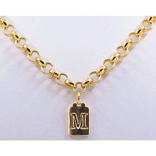 New Trendy Gold Initial Letter Choker Necklace for Women O-Chain A-Z Alphabet 26 Name Pendant Necklaces Charm Jewelry Gift