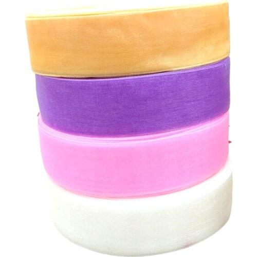 HL 4 rolls (200yards) 1" double face transparent organza ribbon webbing wedding party decoration crafts gift packing belt A285