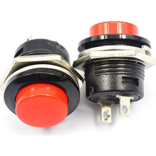 R13-507 16mm self reset button switch circular red non self locking button inching switch (2pcs)
