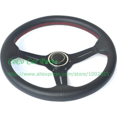 Free Shipping ND Racing Car Steering Wheel Leather With small Holes 350mm Universal Sport Car Steering Wheel Game Steering Wheel
