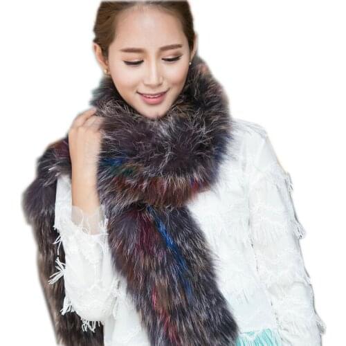 Russia popular Fox Fur Scarf Hand Knitted Genuine Fox Fur Scarf Neck Warmer Women and Men Fox Fur Scarf Collar Winter Neckchief