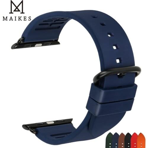 MAIKES Silicone For Apple Watch band 44mm 40mm series 4 3 2 1 iWatch Strap 42mm 38mm Watchbands Accessories fluorocarbon Rubber