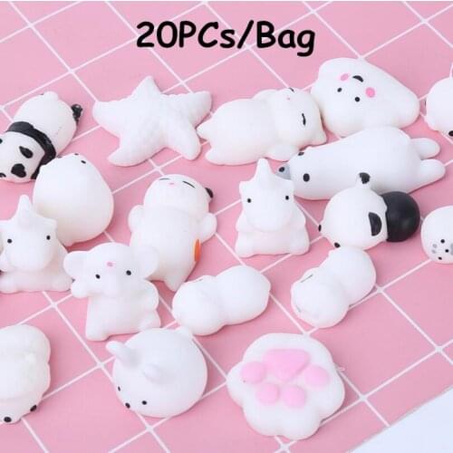 Mochi Squishy Toys 20 Pcs Mochi Kawaii Anime Squishy Animals Stress Toys Stress Relief Animal Toys Squeeze Toys