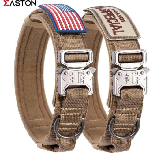 Tactical Dog Collar with USA American Flag - Military Dog Collar Thick with Handle Heavy Duty Nylon K9 Adjustable Metal Buckle