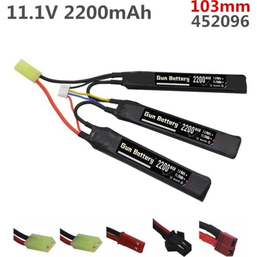 Water Gun 11.1V 2200mAh 40C 452096 Lipo Battery Split connection For Airsoft BB Air Pistol Electric Toys RC Parts
