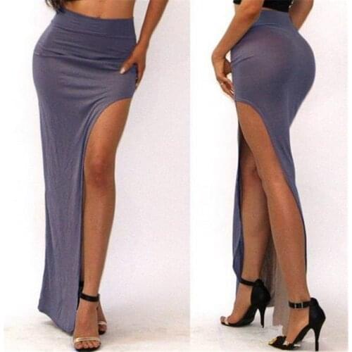 CHSDCSI Sexy Skirt Fashion High Quality Women Long Maxi Summer High Waist Vintage Split Black Solid Bottom