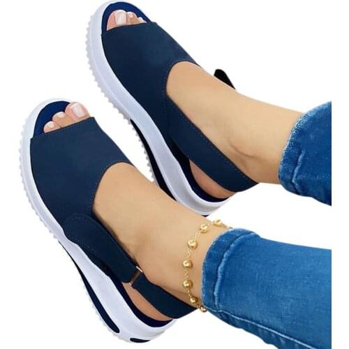 Womens Platform Wedges Sandals Shoes 2021 Summer Fashion Fish Mouth Flat-heeled Beach Sandals Casual Sandalias De Las Mujeres