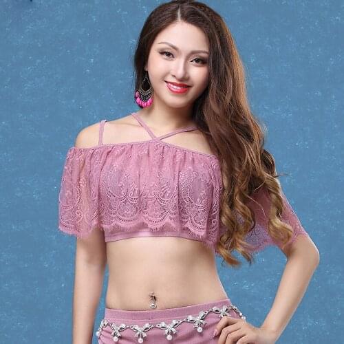 4 Colors Sexy Net Yarn Lace Belly Dance Clothes Tops Women For DancerS Clothing Oriental Dance Practice Bottoming Shirt DL2224