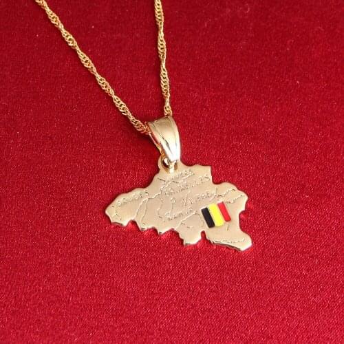 Belgium Map Necklace Kingdom Of Belgium National Flag Pendant Women Men Jewelry