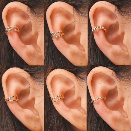 1 Pieces Gold Ear Clip Cuff Earrings for Women Girls Fashion Geometric Ear Cuff Star Without Piercing Clip Jewerly 2021