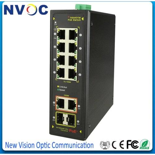 10port 10/100M Unmanaged Two-layer Industrial PoE Switch with 8*10/100M RJ45 Ethernet ports, 2*Gigabit TP/SFP Combo Ports,30W