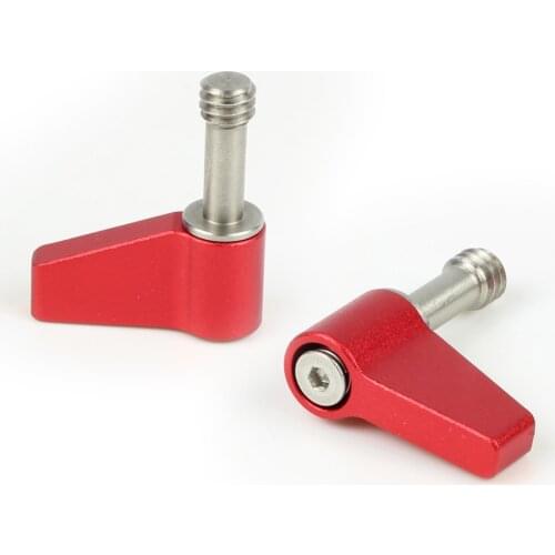 2pcs 1/4" Partial Thread 16mm Thumb Red Lever Wingnut Ratchet Knob Screw fr 15mm Rod Support Camera Rigs Camcorder Tripod Mount