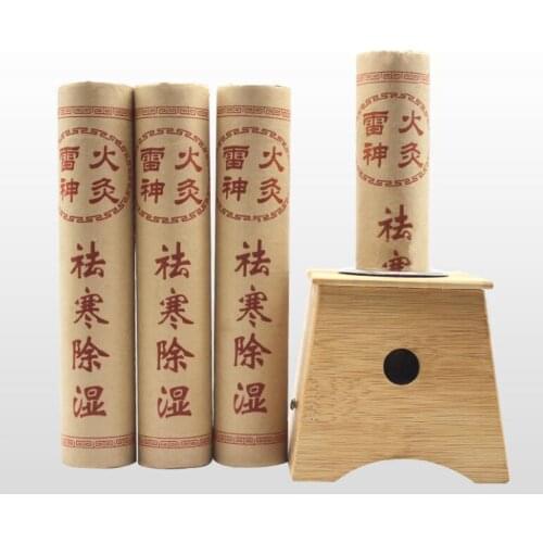 4cm fire moxibustion box with 10 pcs herb moxibustion massage stick acupuncture body massage apparatus