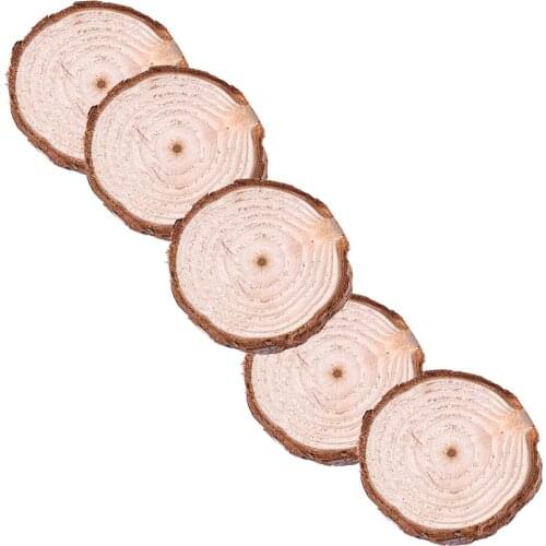 5pcs Unfinished Wood Slices DIY Craft Log Discs for Birthday Party, Christmas Tree Accessories Kit Set 3-4cm