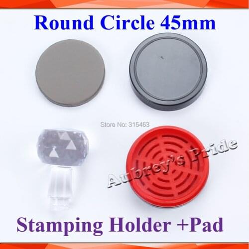 5Pcs Round Circle Diameter 45mm Holder Stamp Shell+7mm Rubber Pad Photosensitive Portrait Flash Selfinking Stamping Making Seal