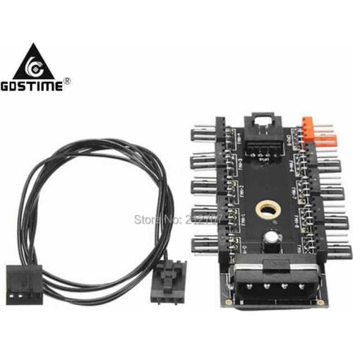 Gdstime D Type PC 1 to 10 4Pin Molex Cooler Cooling Fan Hub Splitter Cable PWM 12V 4 Pin Power Supply Adapter For PC Mining