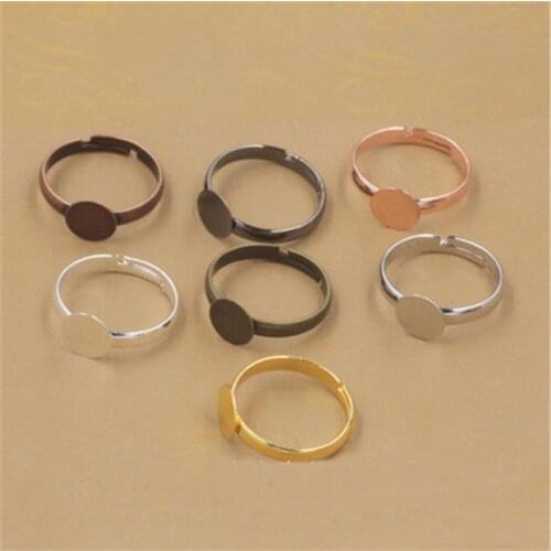 Aclovex 30pcs/lot Copper Round Adjustable Ring Base Settings fit 6mm 8mm 10mm Cabochon Cameo Bezel Tray for DIY Jewelry Making