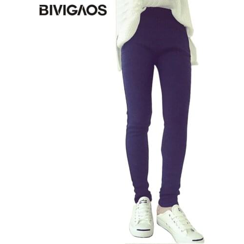 BIVIGAOS Fall Winter Womens Clothing Thick Fleece Warm Jeans Elastic Denim Leggings Slanting Pocket Pencil Pants Women Jeggings