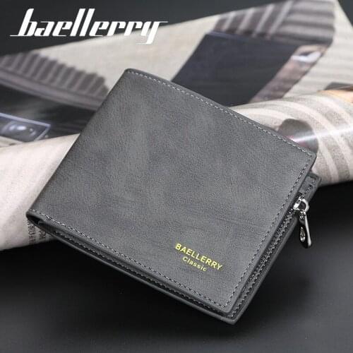 Baellerry Men Wallet Customized Designer Card Slot High Quality Male Business Credit Card Holder Bifold Wallet with Zipper Male