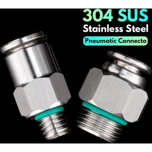 304 SUS stainless steel full metal Pneumatic Connecter Fittings G1/8" / M6 for 3D printer 4MM bowden PTFE tube PC4