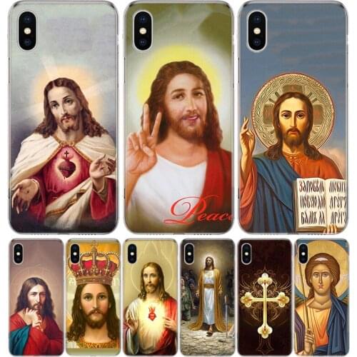 Jesus Christ God bless You Cover Phone Case For Iphone 11 12 Mini Pro 7 6 X 8 6S Plus XS MAX + XR 5S SE 10 9 Art TPU Coque Capa