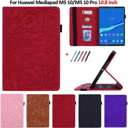 Tablet Case For Huawei Mediapad M5 10.8 Embossed PU Leather Wallet Tablet for Huawei Mediapad M5 10 Pro CMR-AL09 CMR-W09 CMR-W19
